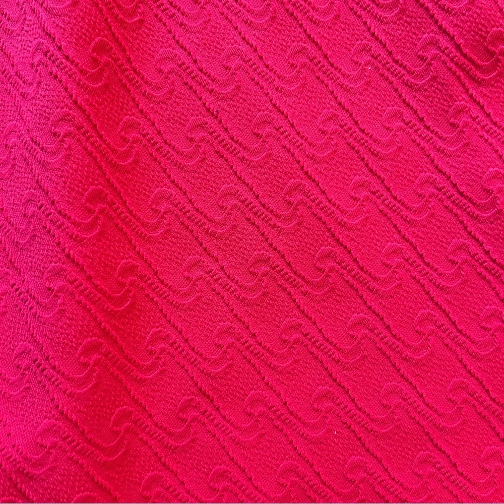 Vintage 60s 70s Cherry Red Sleeveless A-Line Dress – Textured Knit Mod Shift - Picture 8 of 9